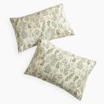 Floral Vintage Pillow Cases Set of 2 in Olive Green