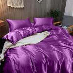 Purple Silk Satin Queen Bed Set with Deep Pockets