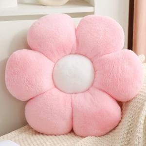 Pink Flower Plush Throw Pillow for Home Decor