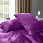 Purple Silk Satin Queen Bed Set with Deep Pockets