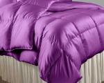 Purple Silk Satin Box Stitched Comforter Set