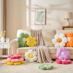 Pink Flower Plush Throw Pillow for Home Decor