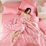 Purple Silk Satin Box Stitched Comforter Set