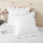 White Ruffle Pillow Cases Set of 2, 26x26 Inches