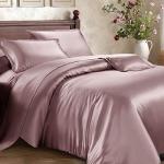 Purple Silk Satin Box Stitched Comforter Set