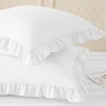 White Ruffle Pillow Cases Set of 2, 26x26 Inches