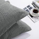 Dark Grey Quilted Pillow Shams Set of 2