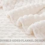Exclusivo Mezcla Extra Large Soft Fleece Throw Blanket, 50x70 Inches Stylish Jacquard Throw Blanket for Couch, Fuzzy Cozy Lightweight for All Season, Ivory