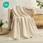 EMME Cotton Throw Blanket Large 50"x70" Gifts for Women 100% Muslin for Couch Breathable Gauze All Season Soft and Lightweight Pre-Washed (Light Tan)