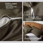 Olive Green 100% Natural Flax Linen Duvet Set