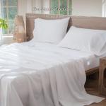 MooMee Bright White Cotton Linen Bed Set - Queen
