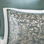 Madison Park 24 Piece Faux Silk Paisley Queen Comforter Set with Matching Curtains, Down Alternative Hypoallergenic - Teal, Queen (90 in x 90 in)