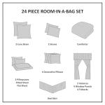 Madison Park 24 Piece Faux Silk Paisley Queen Comforter Set with Matching Curtains, Down Alternative Hypoallergenic - Teal, Queen (90 in x 90 in)