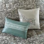 Madison Park 24 Piece Faux Silk Paisley Queen Comforter Set with Matching Curtains, Down Alternative Hypoallergenic - Teal, Queen (90 in x 90 in)