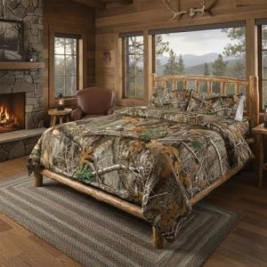 Northwest Realtree King Bed in a Bag Set, 1 Comforter, 1 Fitted Sheet, 1 Flat Sheet, 2 Pillowcases, All Seasons, Camo Bedding with Realtree Edge Design