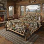 Northwest Realtree King Bed in a Bag Set, 1 Comforter, 1 Fitted Sheet, 1 Flat Sheet, 2 Pillowcases, All Seasons, Camo Bedding with Realtree Edge Design