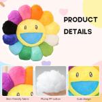 Flower Pillow, Smiley Face Sunflower Plush Pillow, Cute Flower Floor Cushion 15.7", Soft Decorative Throw Pillow for Bedroom, Sofa, Car or Dorm Decor