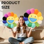 Flower Pillow, Smiley Face Sunflower Plush Pillow, Cute Flower Floor Cushion 15.7", Soft Decorative Throw Pillow for Bedroom, Sofa, Car or Dorm Decor
