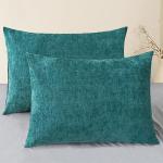 CaliTime Teal Chenille Pillow Shams - Set of 2