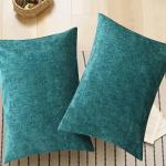 CaliTime Teal Chenille Pillow Shams - Set of 2