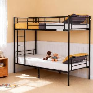 Black Twin Over Twin Metal Bunk Bed with Ladder