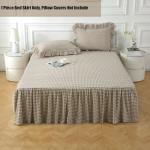 Taupe and White Plaid Queen Bed Skirt