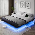 OLEVS King Size LED Bed Frame with Charging Station