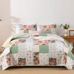 Anibedding Queen Floral Patchwork Quilt Set
