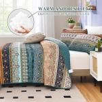Boho King Quilt Set in Green and Brown