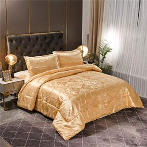 Raytrue-X Luxury Gold Silk Queen Comforter Set