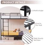 Black Twin Over Twin Metal Bunk Bed with Ladder