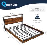 Queen Size Industrial Metal Bed Frame with Storage