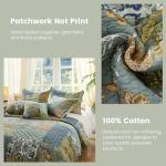Queen Cotton Comforter Set - Green Patchwork Bedding