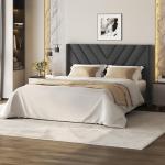 Yaheetech Queen Upholstered Platform Bed, Deep Gray