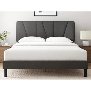 Zinus Queen Maya Upholstered Bed Frame - Dark Grey