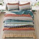 Boho King Quilt Set in Green and Brown