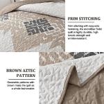 Brown Boho Quilt Set Queen with Pillowcases