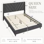 Yaheetech Queen Upholstered Platform Bed, Deep Gray