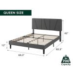 Zinus Queen Maya Upholstered Bed Frame - Dark Grey