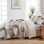 Anibedding Queen Floral Patchwork Quilt Set