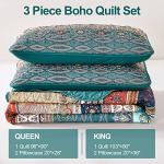 Boho King Quilt Set in Green and Brown