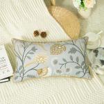 VOGOL Grey Wildflower Lumbar Pillow Cover 12x20 Inch