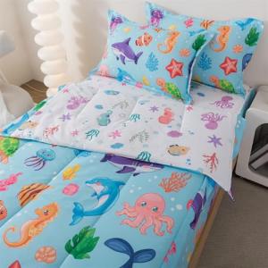 Ocean-Themed Twin Kids Bedding Set with Comforter