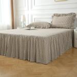 Taupe and White Plaid Queen Bed Skirt