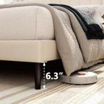 Beige Queen Bed Frame with Tufted Headboard