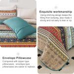 Boho King Quilt Set in Green and Brown