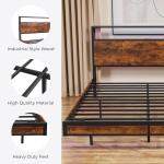 Queen Size Industrial Metal Bed Frame with Storage