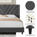 Yaheetech Queen Upholstered Platform Bed, Deep Gray