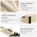 Beige Queen Bed Frame with Tufted Headboard