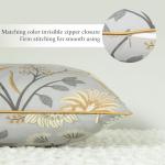 VOGOL Grey Wildflower Lumbar Pillow Cover 12x20 Inch